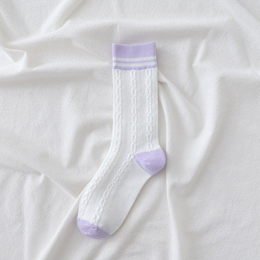 Stylish Purple Toned Women's Mid-Calf Socks Lightweight