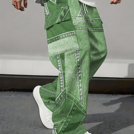 Loose Fit Men's Work Pants with Adjustable Drawstring Waist