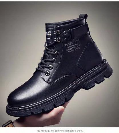 Korean Style Mid to High Top Boots for Men Stylish Streetwear