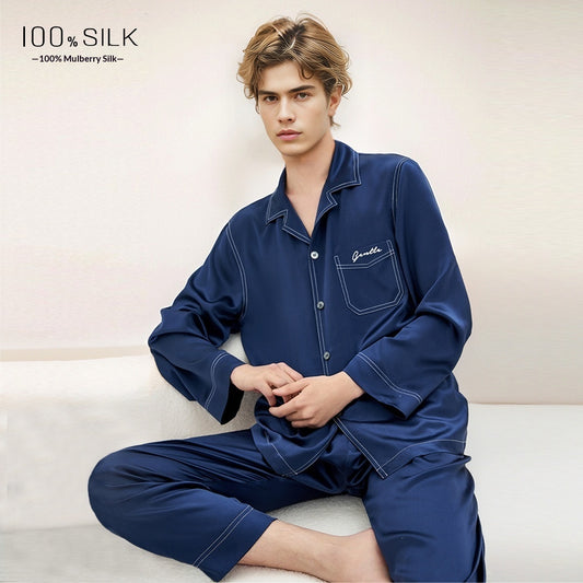 Mumi Heavyweight Silk Pajamas for Men Comfortable Sleepwear