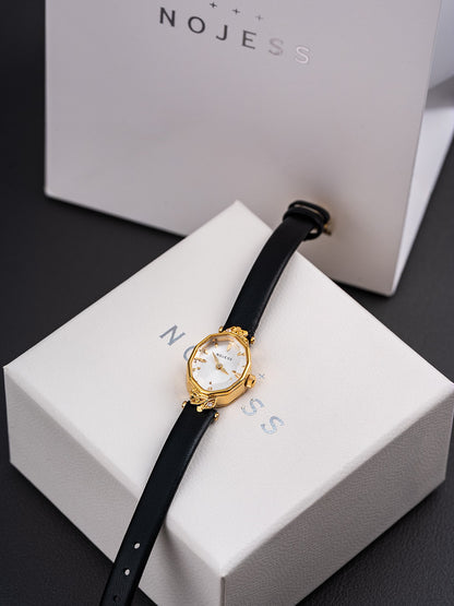 Vintage Square Watch for Women with Dainty Wheat Design