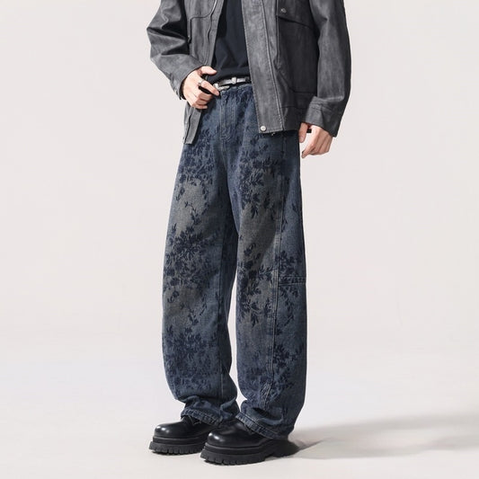 Fleece-Lined American Vintage Jacquard Embroidered Jeans