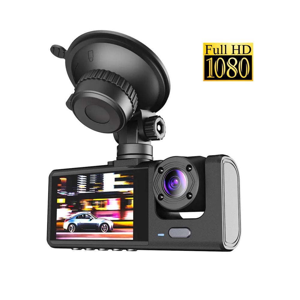 Triple Lens 1080P Dash Cam with Parking Mode and Recording