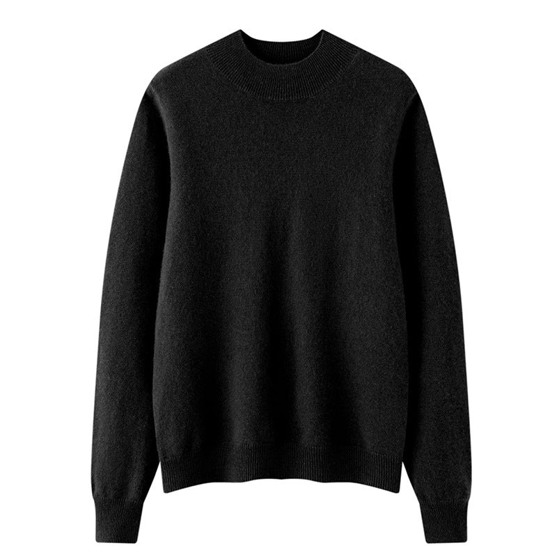 Women's Solid-Color Loose-Fit Mock-Neck Sweater Cozy Comfort