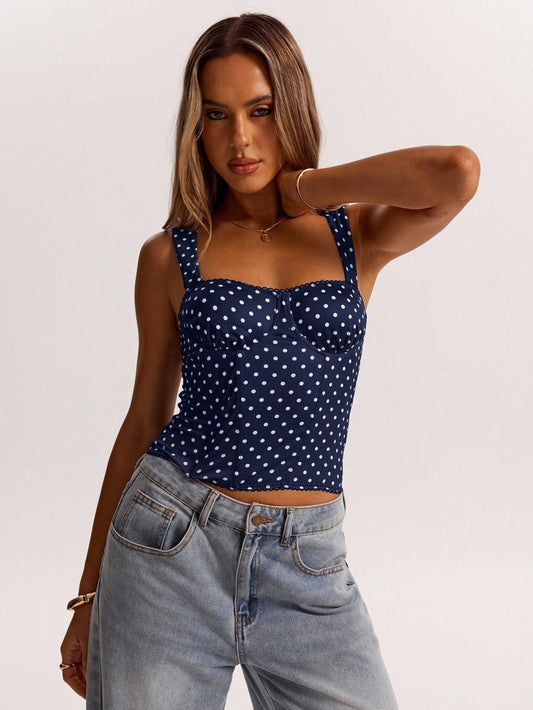 Buy Polka-Dot Printed Underwire Camisole For Parties And Dates