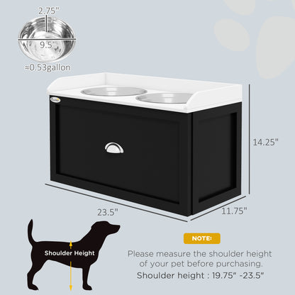 Elevated Dog Feeding Station with Storage – Double Bowl Set