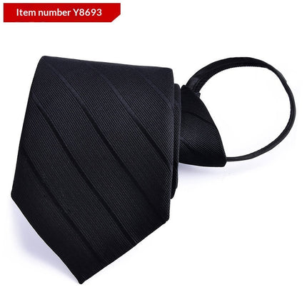 Mens Business Formal Zipper Tie With Blue Stripes for Office