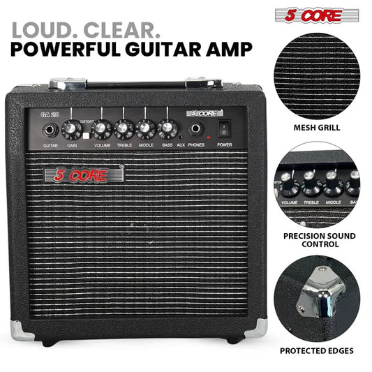Buy 5 Core 20W Electric Guitar Amp Portable Mini Practice Amplifier