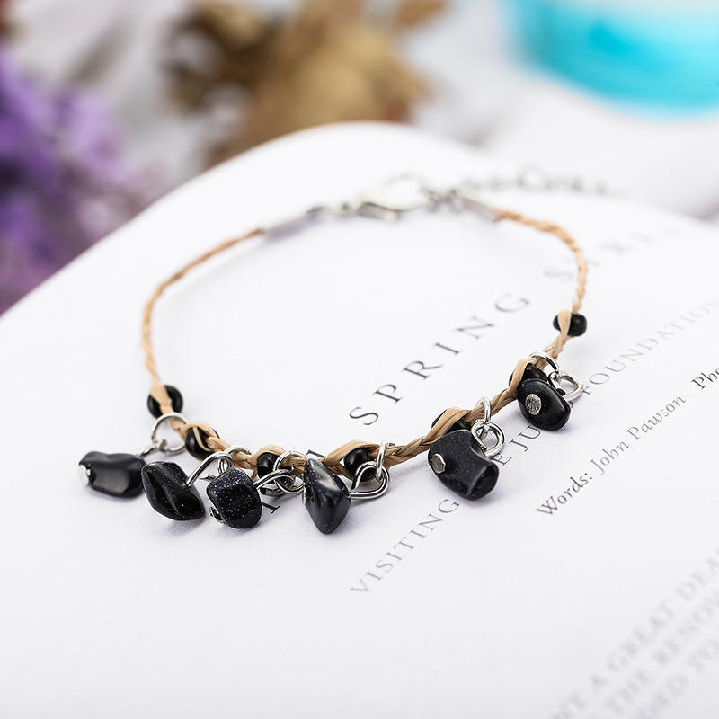 Buy Hand-Woven Raffia Pebble Bracelet & Anklet for Women