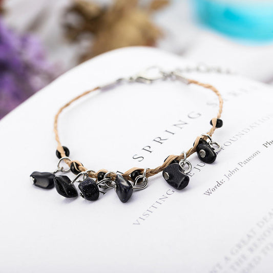 Buy Hand-Woven Raffia Pebble Bracelet & Anklet for Women