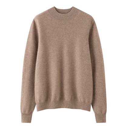 Women's Solid-Color Loose-Fit Mock-Neck Sweater Cozy Comfort