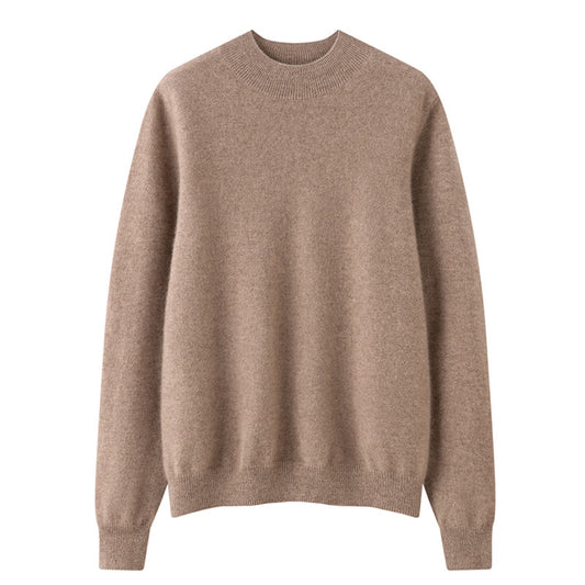 Women's Solid-Color Loose-Fit Mock-Neck Sweater Cozy Comfort