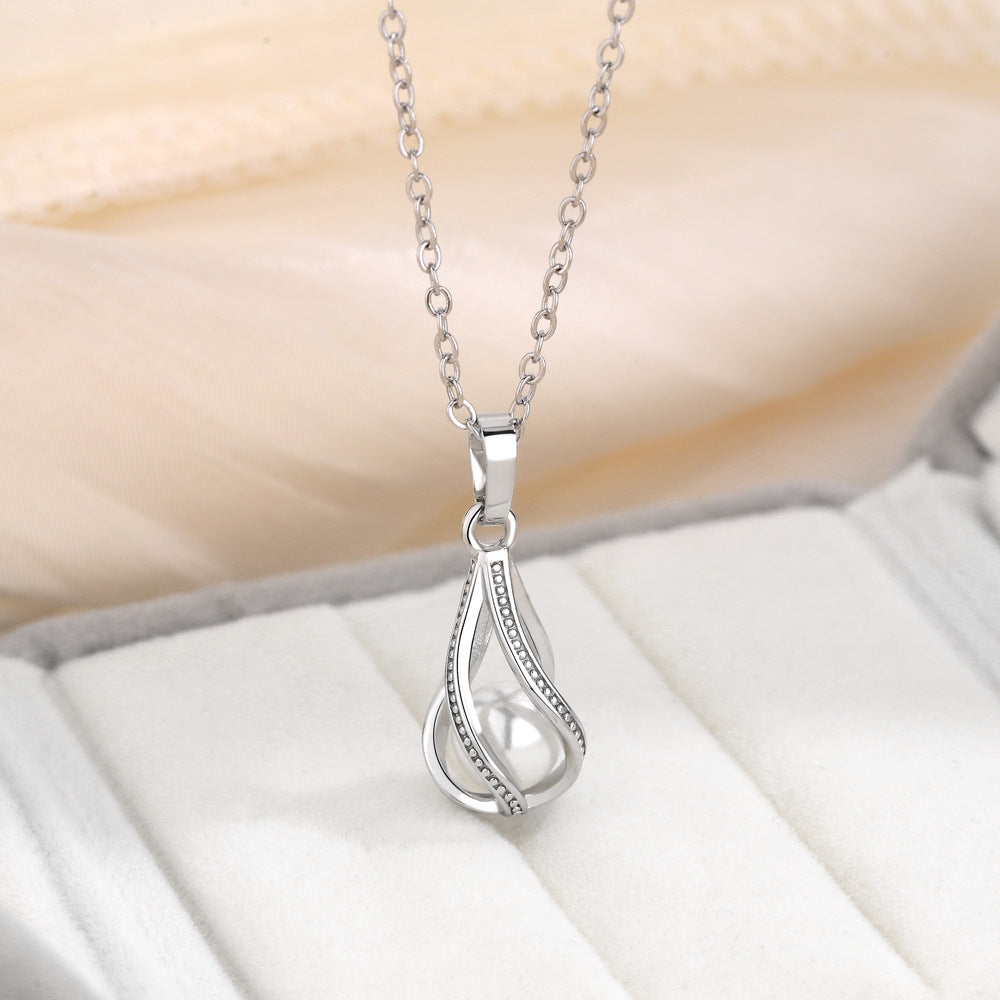 Teardrop Pearl Earrings Necklace Set for Women Daily Wear
