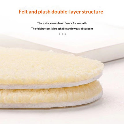 Winter Fleece-lined Extra-thick Wool Insoles Warm & Comfortable