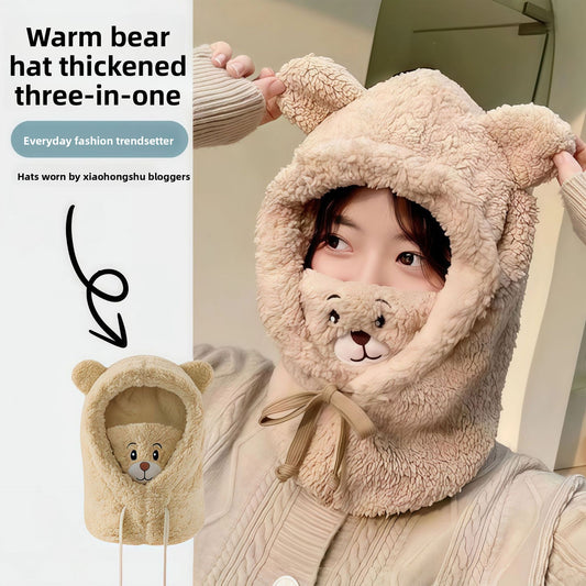 ear Plush Winter Hat with Scarf and Mask