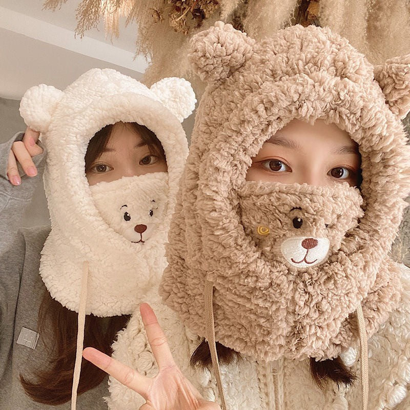 ear Plush Winter Hat with Scarf and Mask