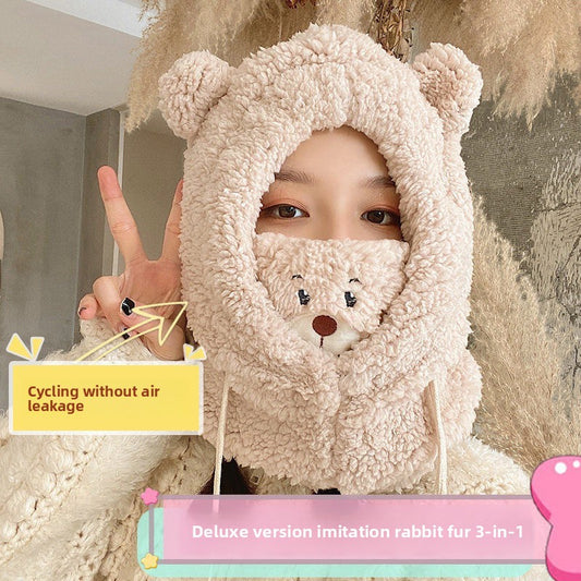 ear Plush Winter Hat with Scarf and Mask