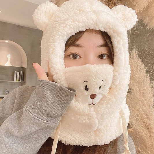 ear Plush Winter Hat with Scarf and Mask