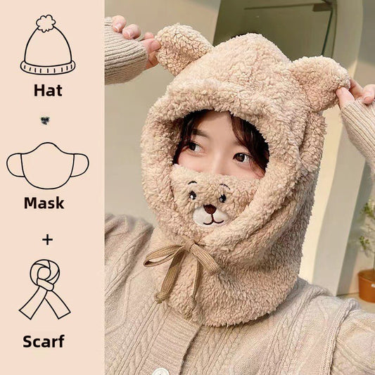 ear Plush Winter Hat with Scarf and Mask