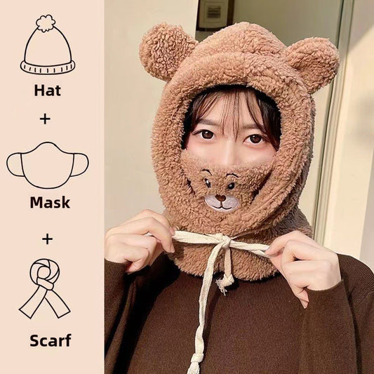 ear Plush Winter Hat with Scarf and Mask