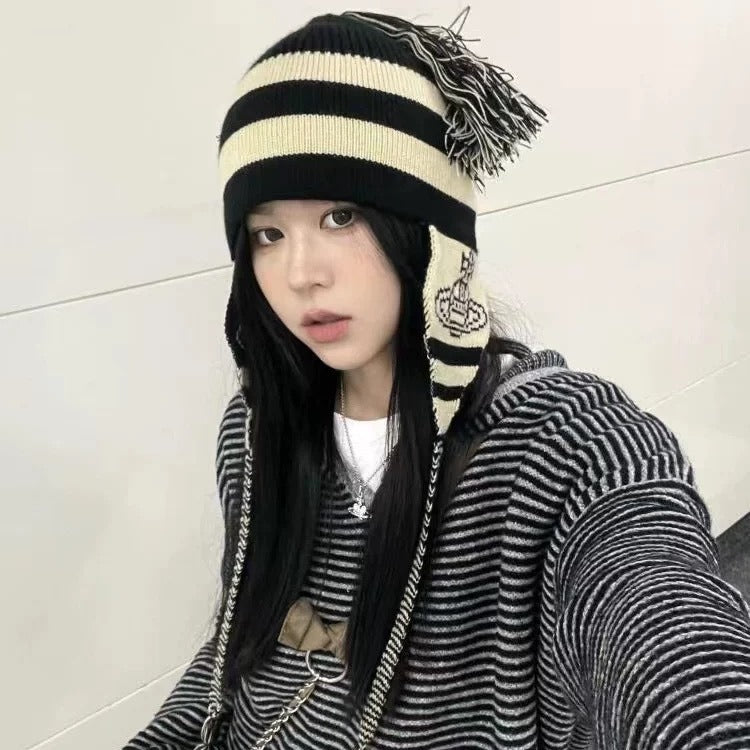 Ear-protection knitted wool cap
