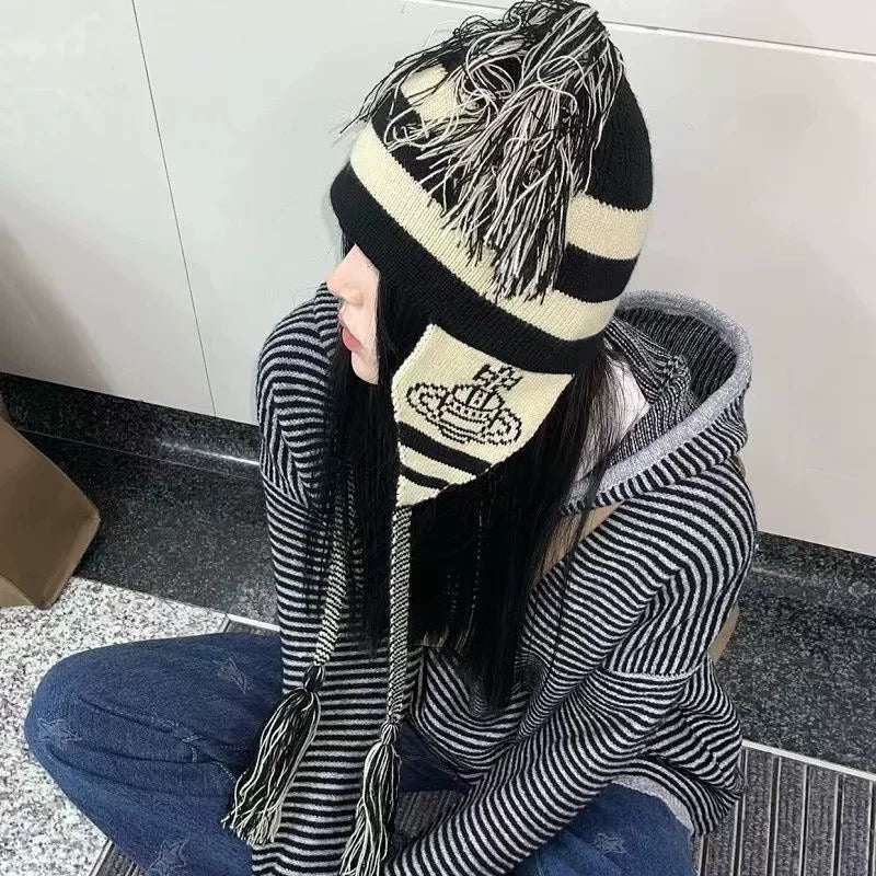 Ear-protection knitted wool cap