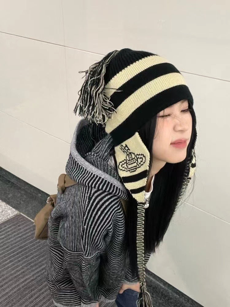 Ear-protection knitted wool cap