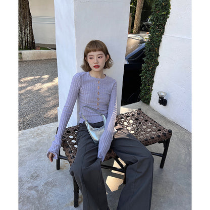 Early autumn hot girl, fitted sweater girl
