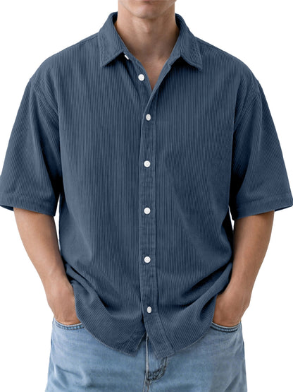 Buy Men’s Loose-Fit Corduroy Short-Sleeve Shirt Online