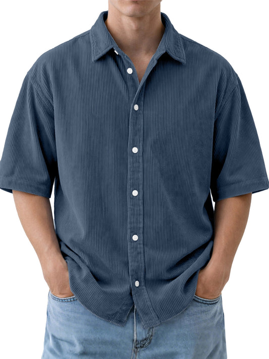 Buy Men’s Loose-Fit Corduroy Short-Sleeve Shirt Online