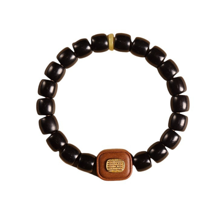 Ebony Wood Bracelet Zen Style Barrel Beads
