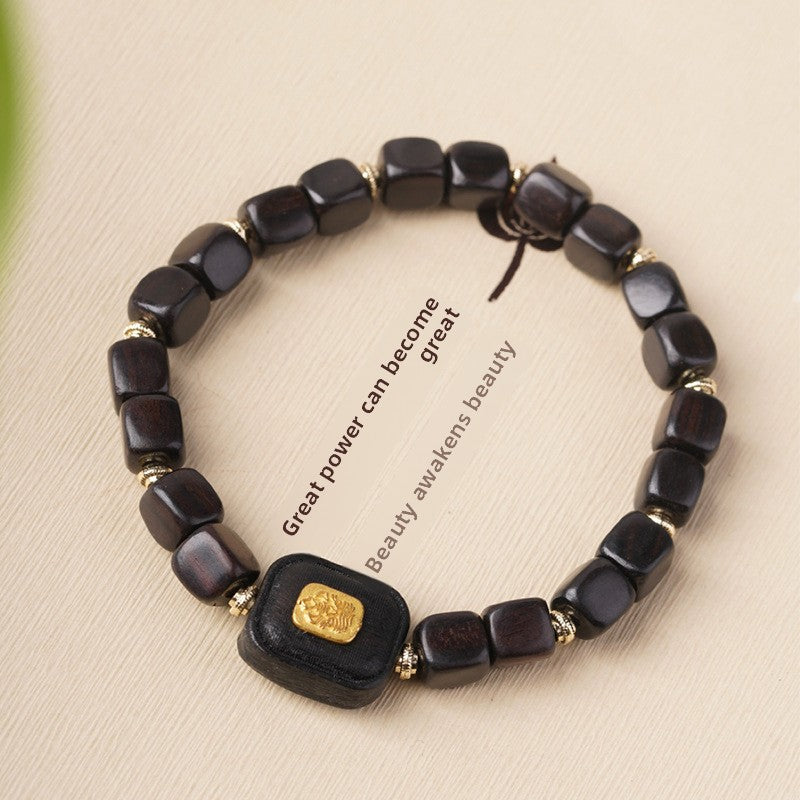 Ebony Wood Bracelet Zen Style Barrel Beads