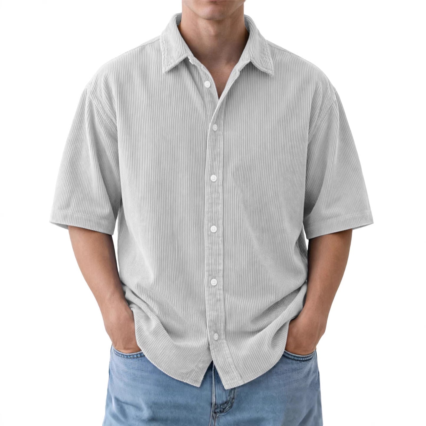Buy Men’s Loose-Fit Corduroy Short-Sleeve Shirt Online
