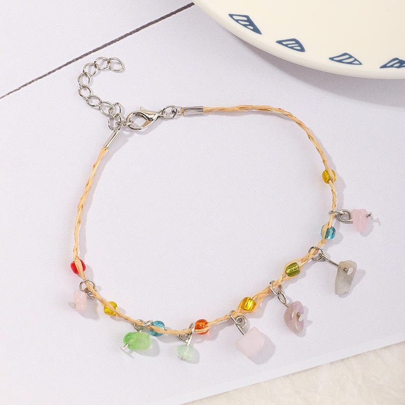 Buy Hand-Woven Raffia Pebble Bracelet & Anklet for Women
