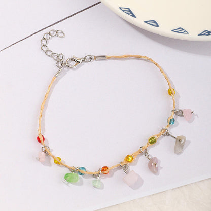 Buy Hand-Woven Raffia Pebble Bracelet & Anklet for Women