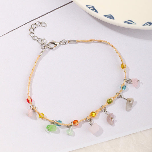 Buy Hand-Woven Raffia Pebble Bracelet & Anklet for Women