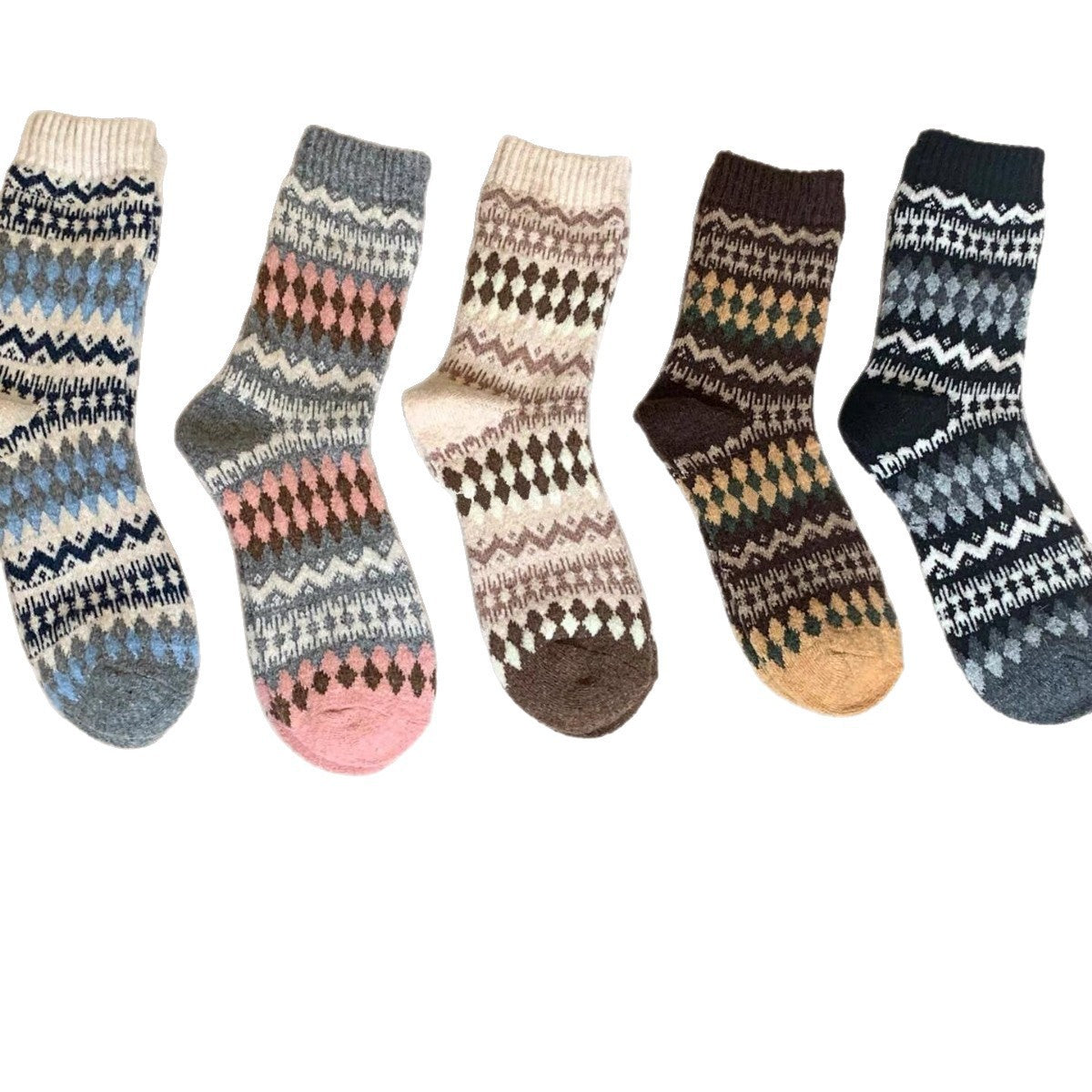 Nordic Fair Isle Wool Winter Socks for Cold Weather Wear Pair