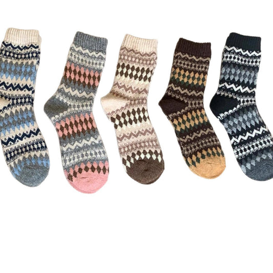 Nordic Fair Isle Wool Winter Socks for Cold Weather Wear Pair