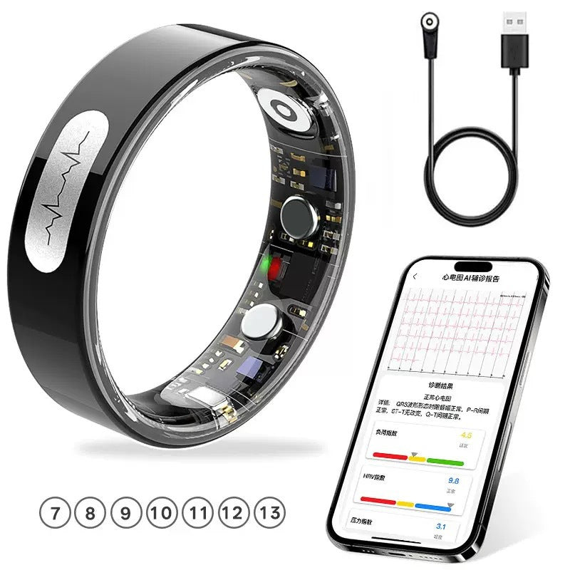 ECG Heart Rate Blood Oxygen Smart Health Ring