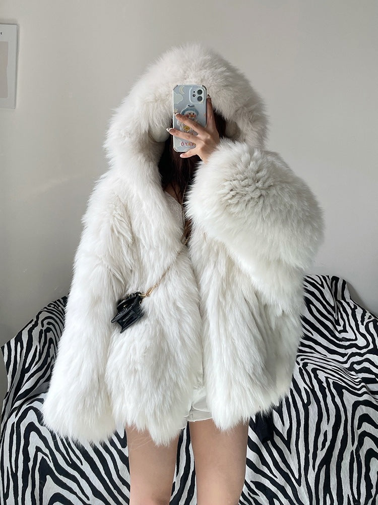 Eco-friendly fox fur coat