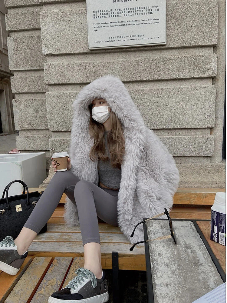 Eco-friendly fox fur coat