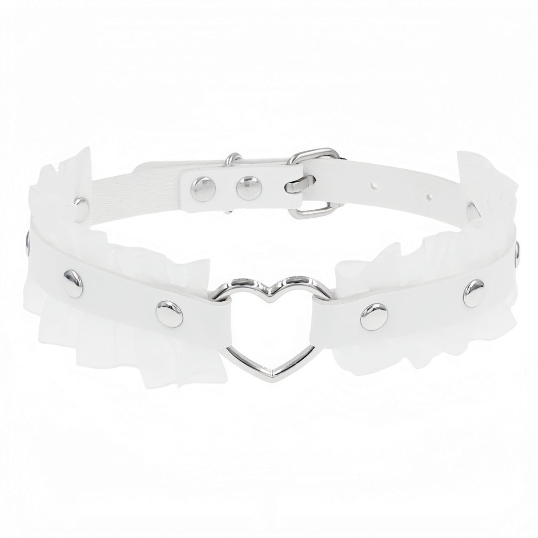Eco-Friendly PU Leather Punk Heart Choker Necklace