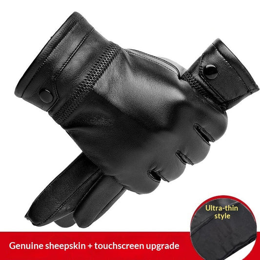 Warm Genuine Leather Gloves & Fleece Lining Waterproof Cozy