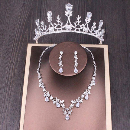 Buy Elegant Bridal Rhinestone Crown Necklace Set for Weddings