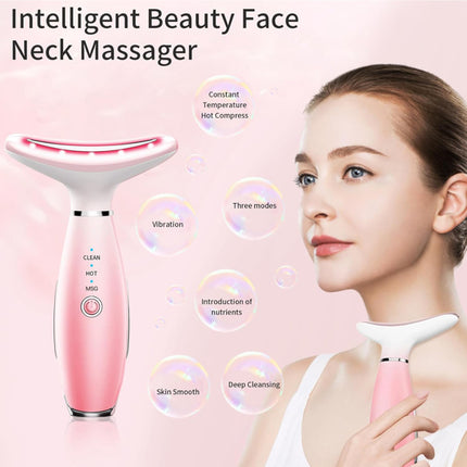 Pink Facial and Neck Massager Beauty Device for Anti-Aging