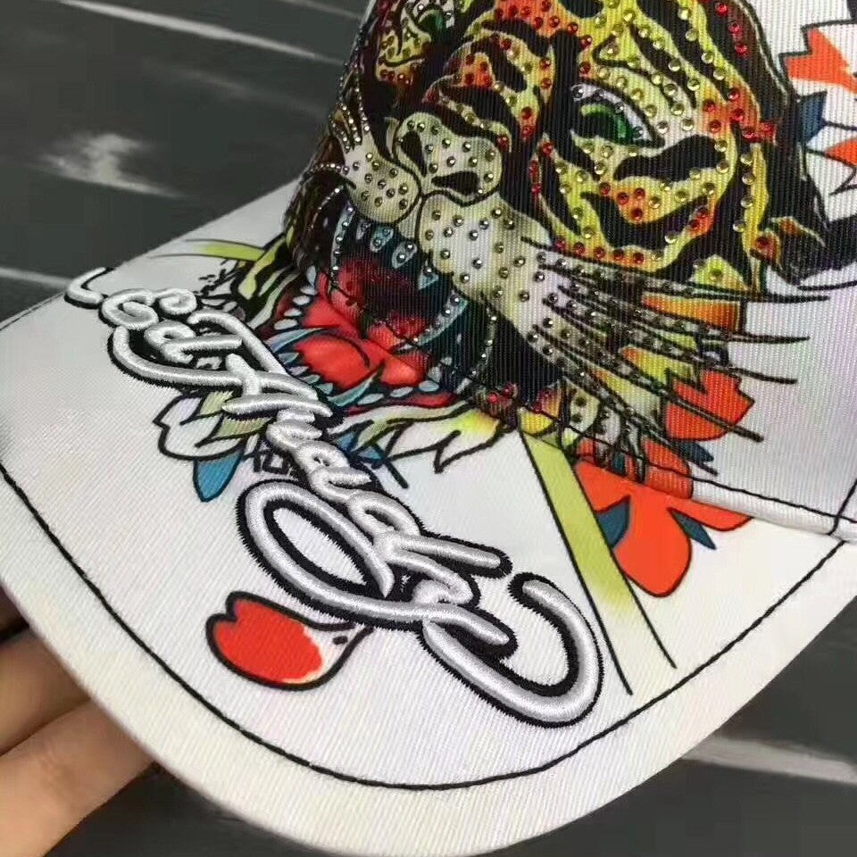 ED HARDY Embroidered Tiger Skull Baseball Cap