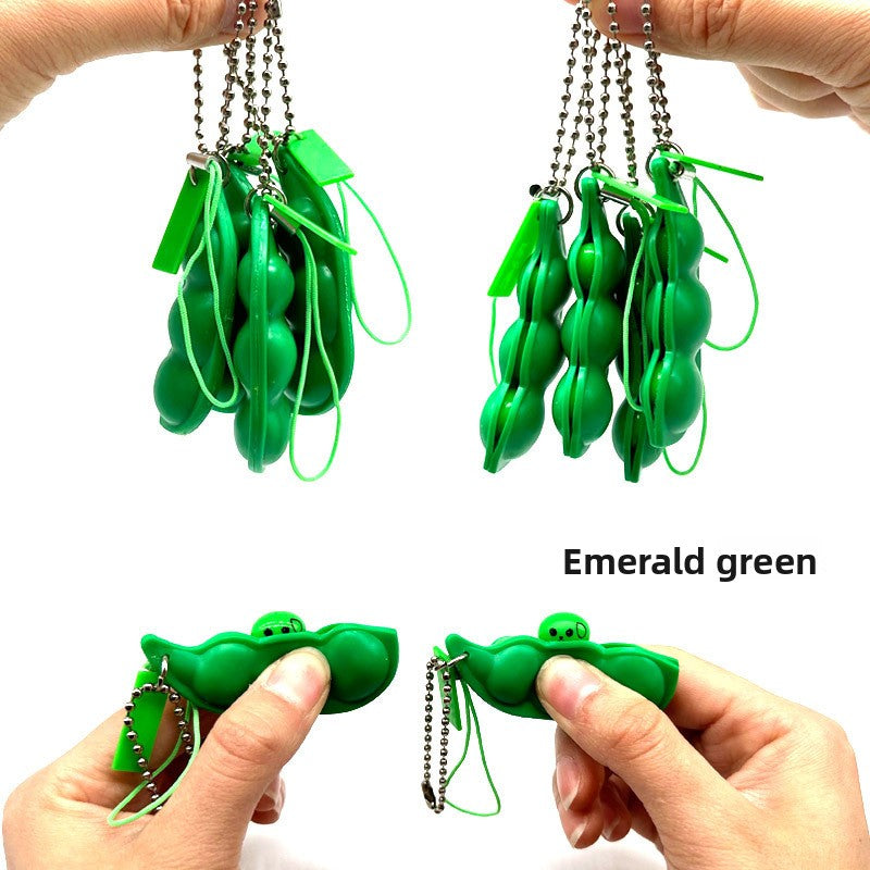 Edamame Squeeze Decompression Toy Keychain