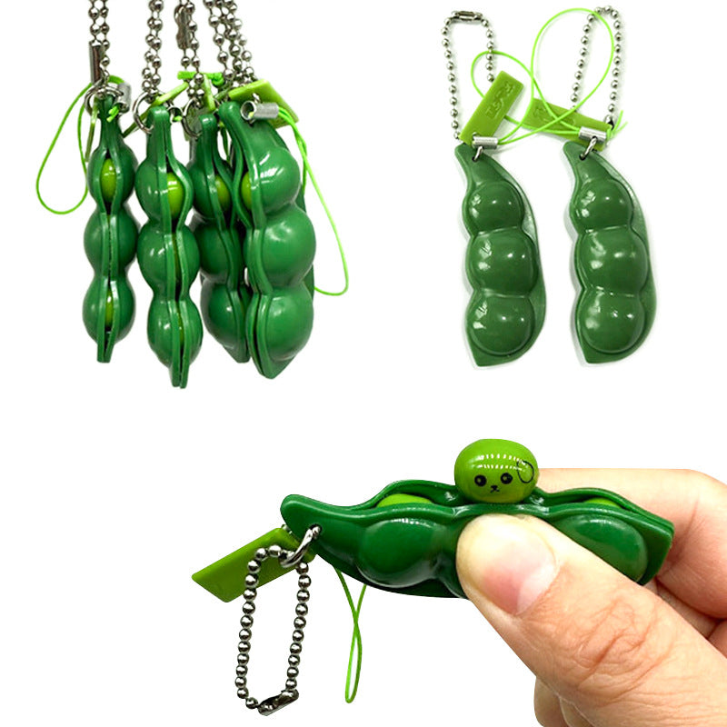 Edamame Squeeze Decompression Toy Keychain