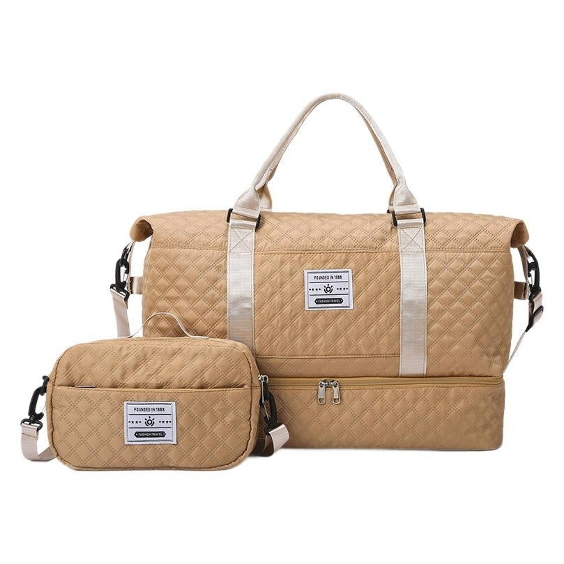 Large Capacity Quilted Embroidered Crossbody Travel Bag