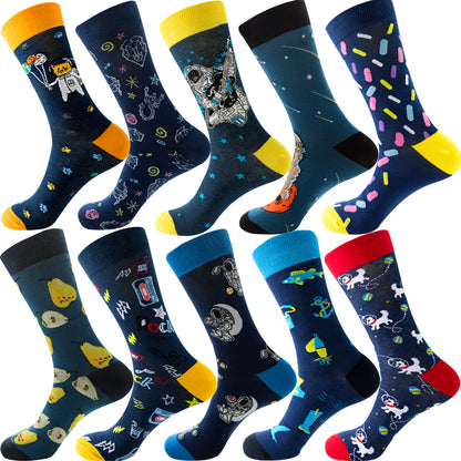 Men’s Autumn Diamond Patterned Socks Christmas Fruit Patterns